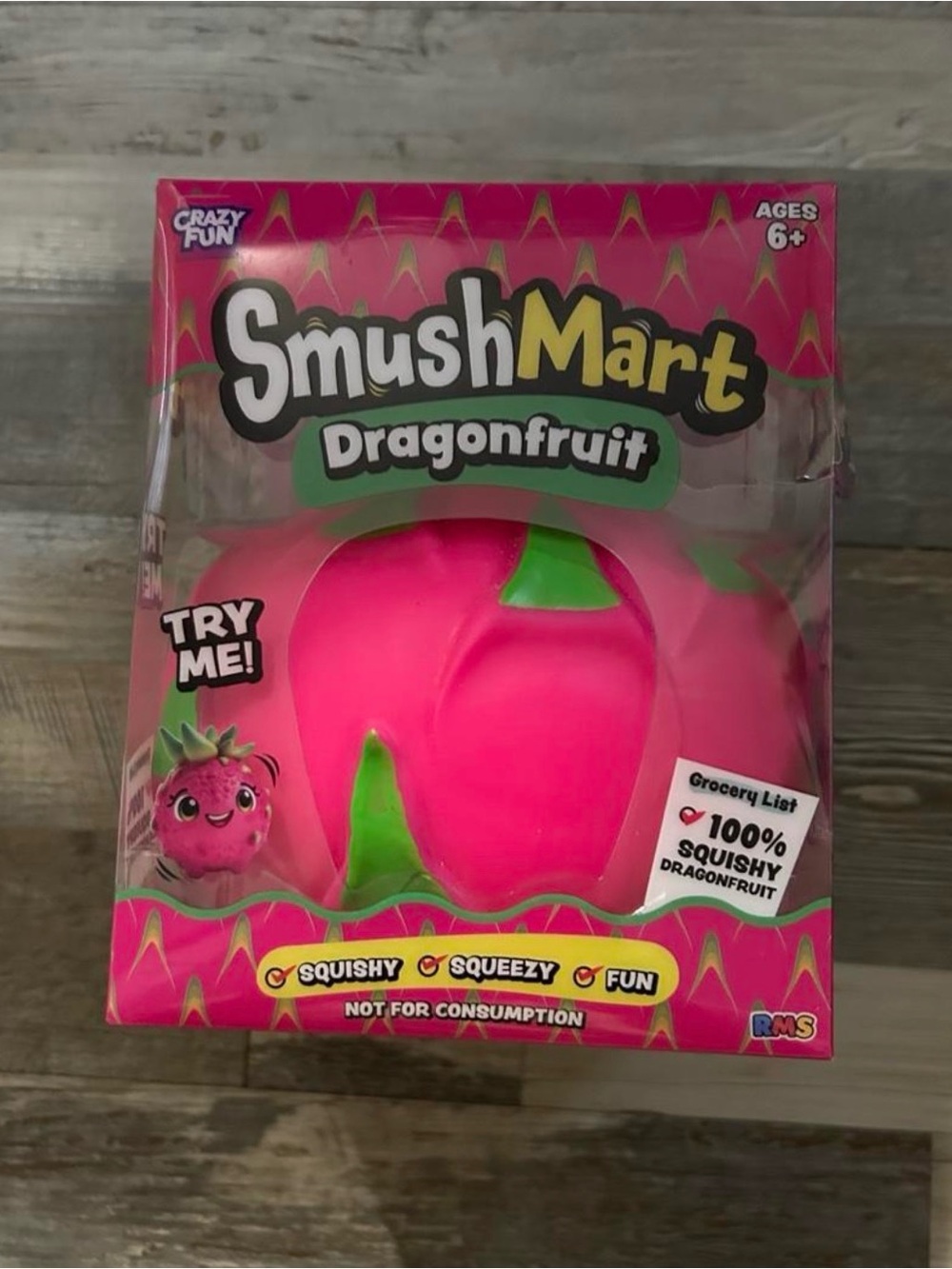 Smush Mart Dragonfruit Squishy Toy - Pink with Green Accents